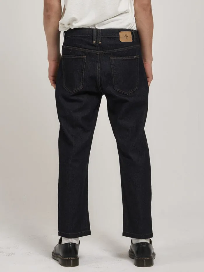 Mens Chopped Denim Jean Raw Indigo Thrills Denim