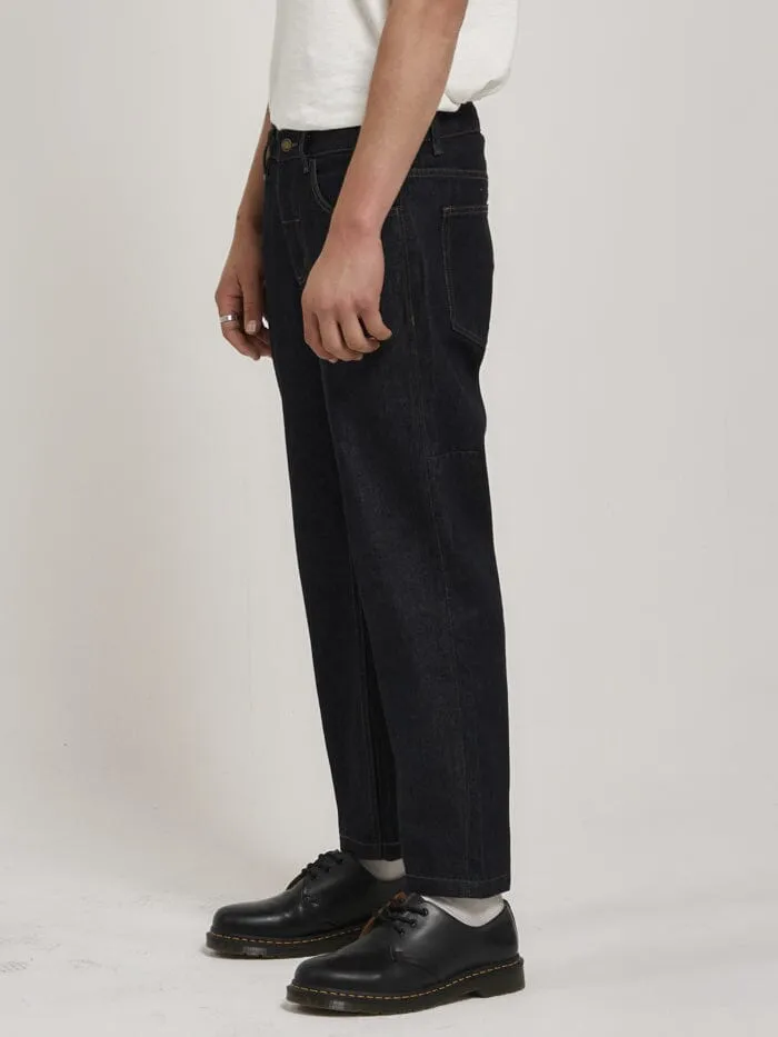 Mens Chopped Denim Jean Raw Indigo Thrills Denim