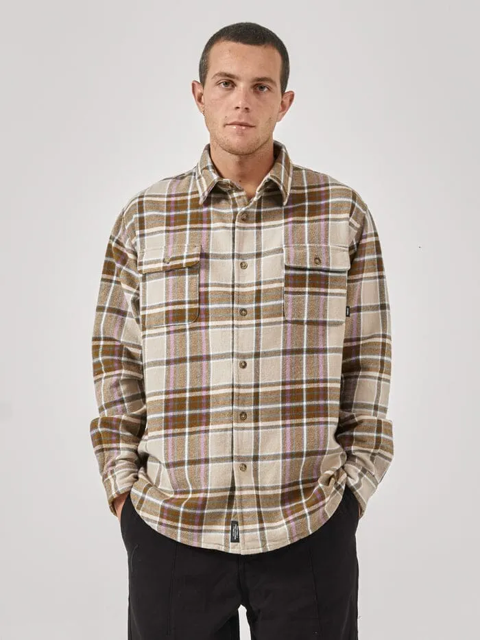 Mens Coat Of Twill Flannel Shirt Sandstone Thrills Shirts