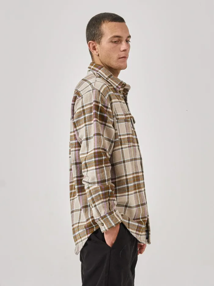 Mens Coat Of Twill Flannel Shirt Sandstone Thrills Shirts
