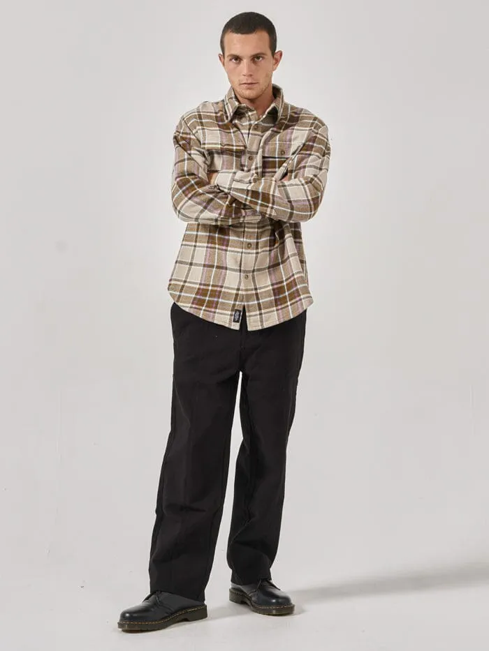 Mens Coat Of Twill Flannel Shirt Sandstone Thrills Shirts