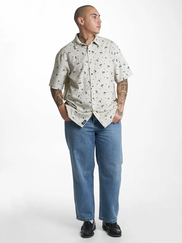 Mens Hell Raised Short Sleeve Shirt Oatmeal Thrills Shirts