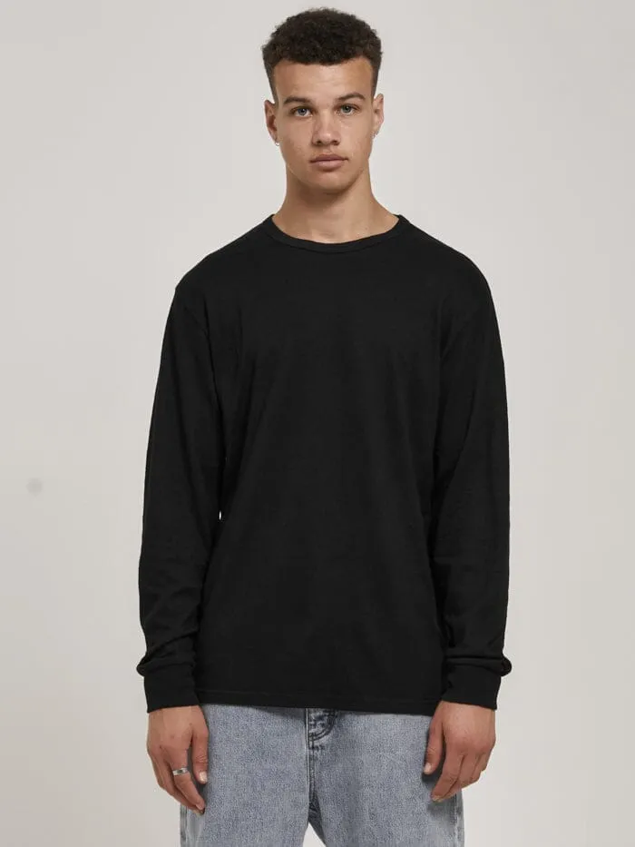 Mens Hemp Embro Merch Fit Long Sleeve Tee Black Thrills Tees and Tank Tops