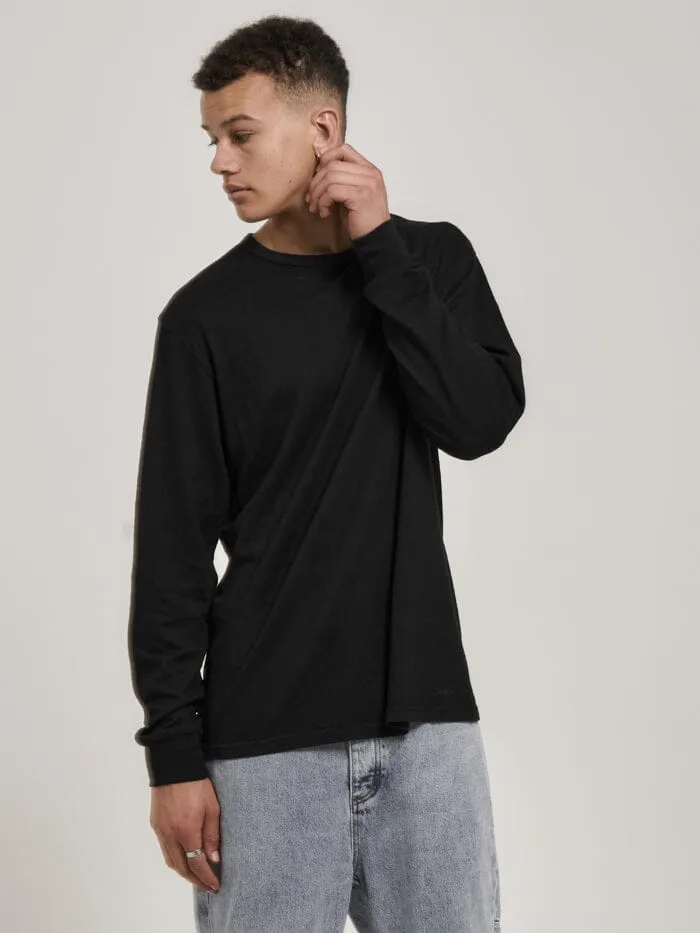 Mens Hemp Embro Merch Fit Long Sleeve Tee Black Thrills Tees and Tank Tops