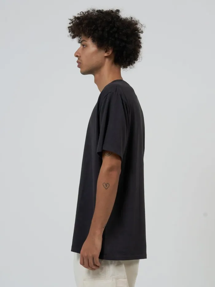 Mens Hemp Higher Ground Merch Fit Tee Washed Black Thrills Tees and Tank Tops