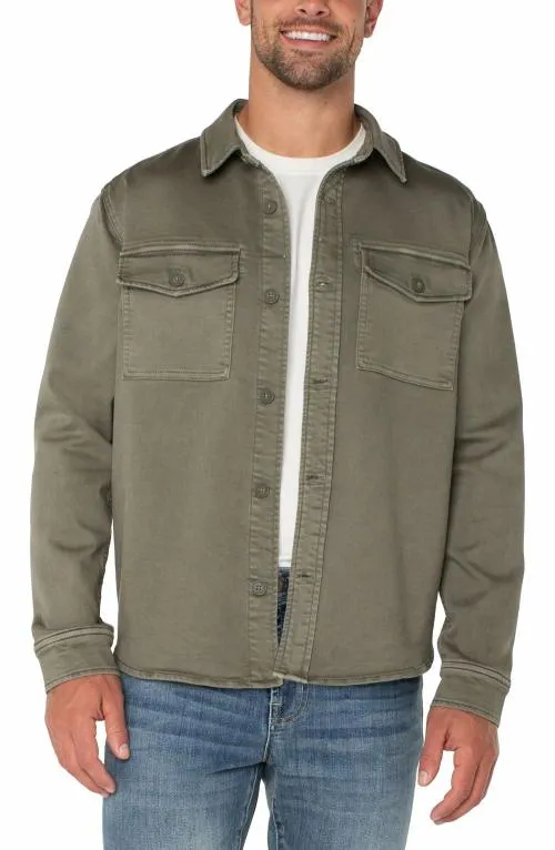 Mens Jackets and Blazers Liverpool Los Angeles Overshirt Pewter Green