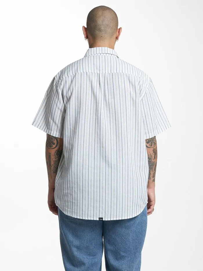 Mens Lucky Strike Short Sleeve Shirt Dirty White Thrills Shirts