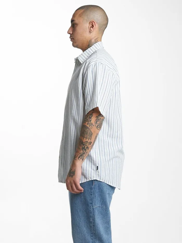 Mens Lucky Strike Short Sleeve Shirt Dirty White Thrills Shirts