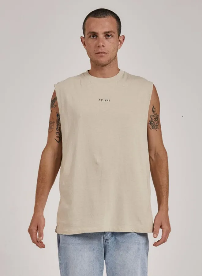 Mens Minimal Merch Fit Muscle Tee Oatmeal Thrills Tees and Tank Tops