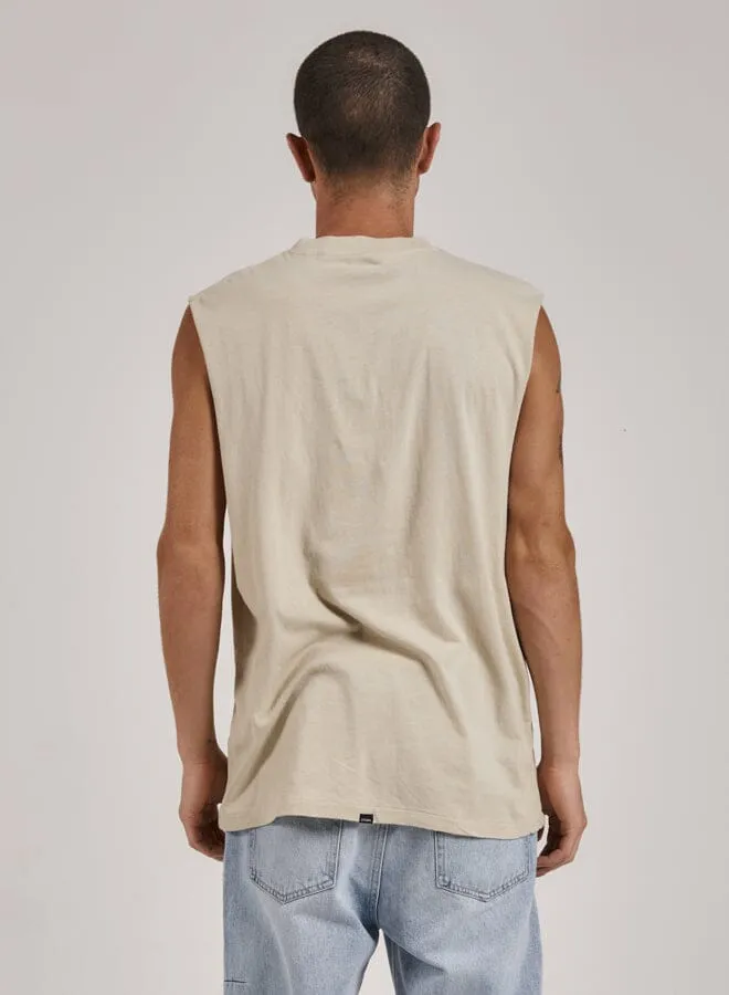 Mens Minimal Merch Fit Muscle Tee Oatmeal Thrills Tees and Tank Tops