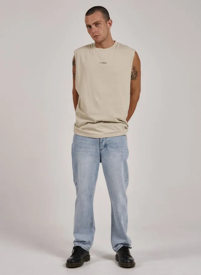 Mens Minimal Merch Fit Muscle Tee Oatmeal Thrills Tees and Tank Tops