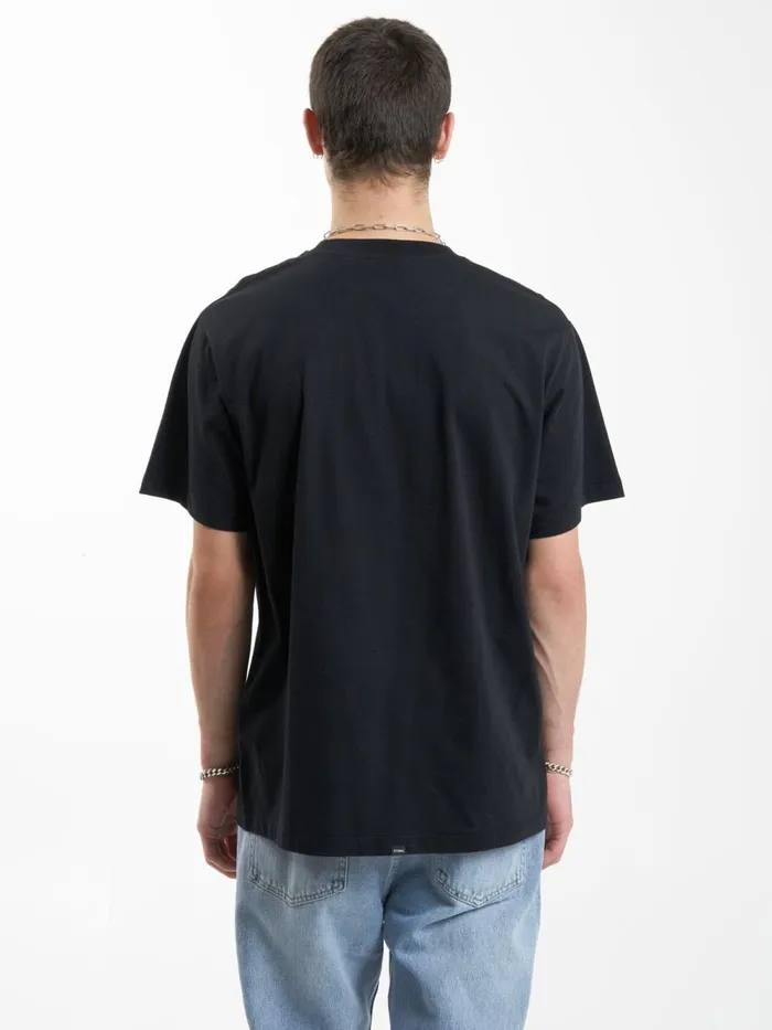 Mens Minimal Merch Fit Tee Washed Black Thrills Tees and Tank Tops