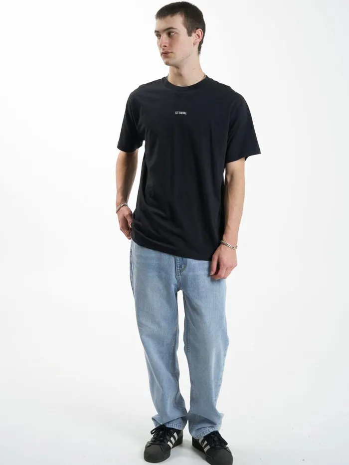 Mens Minimal Merch Fit Tee Washed Black Thrills Tees and Tank Tops