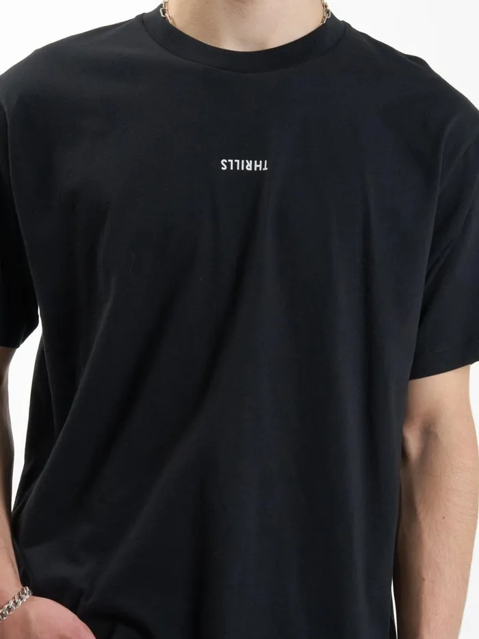 Mens Minimal Merch Fit Tee Washed Black Thrills Tees and Tank Tops