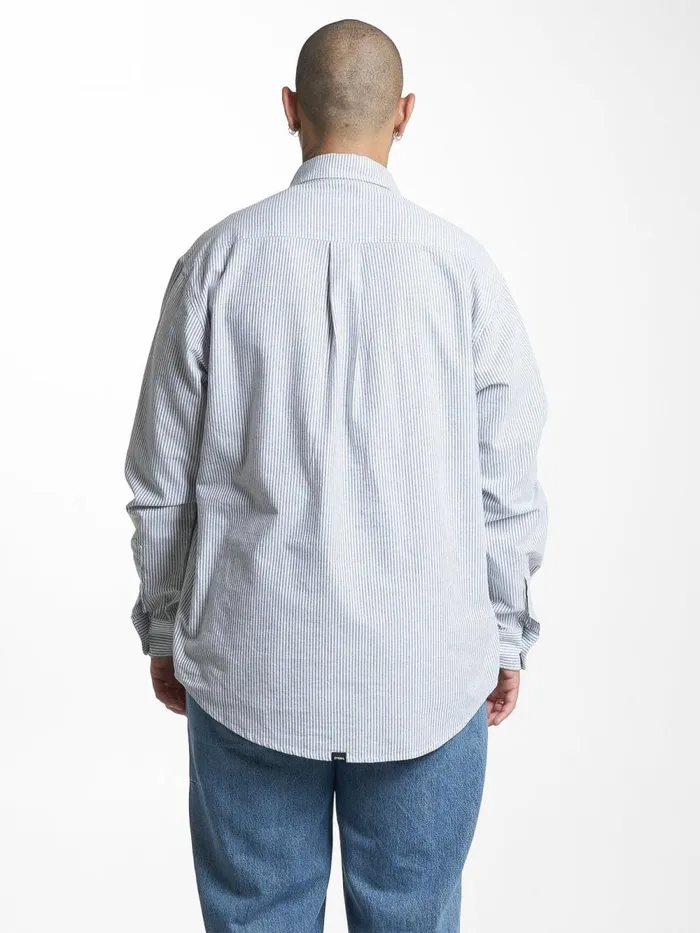 Mens Occasions Long Sleeve Shirt Olive Night Stripe Thrills Shirts