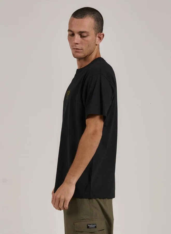 Mens Reaction Box Fit Tee Washed Black Thrills Tees and Tank Tops