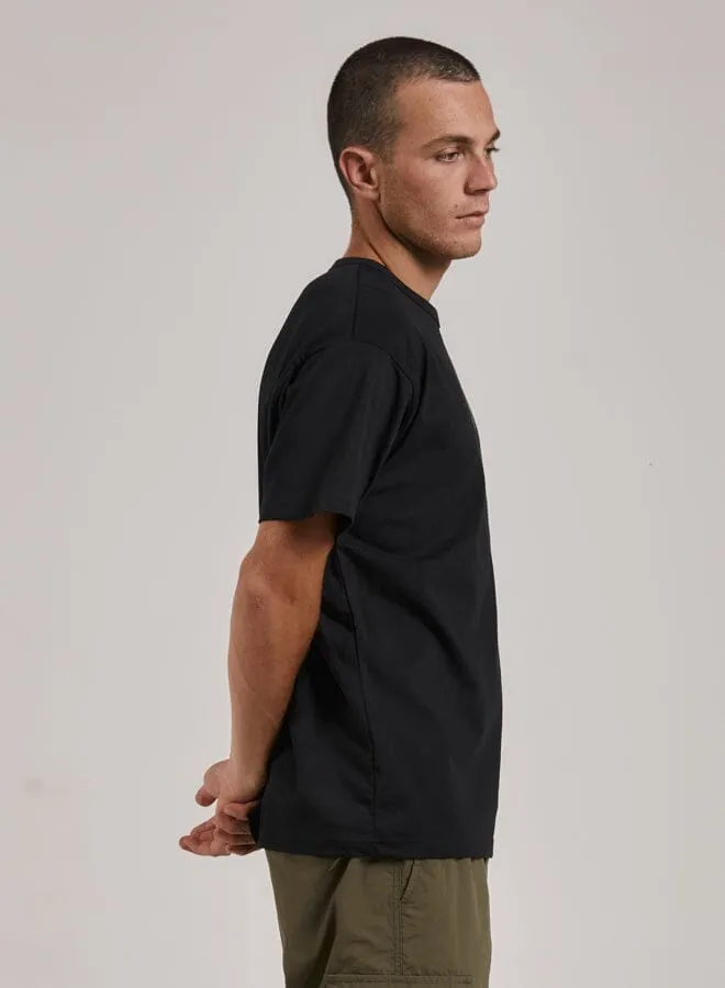 Mens Reaction Box Fit Tee Washed Black Thrills Tees and Tank Tops
