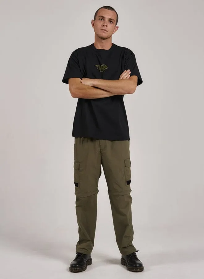 Mens Reaction Box Fit Tee Washed Black Thrills Tees and Tank Tops