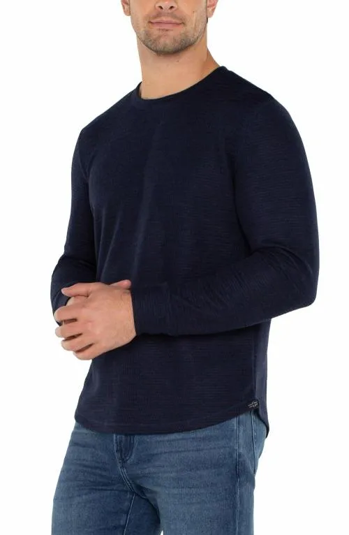 Mens Shirts Liverpool Los Angeles Long Sleeve Crew Neck Navy
