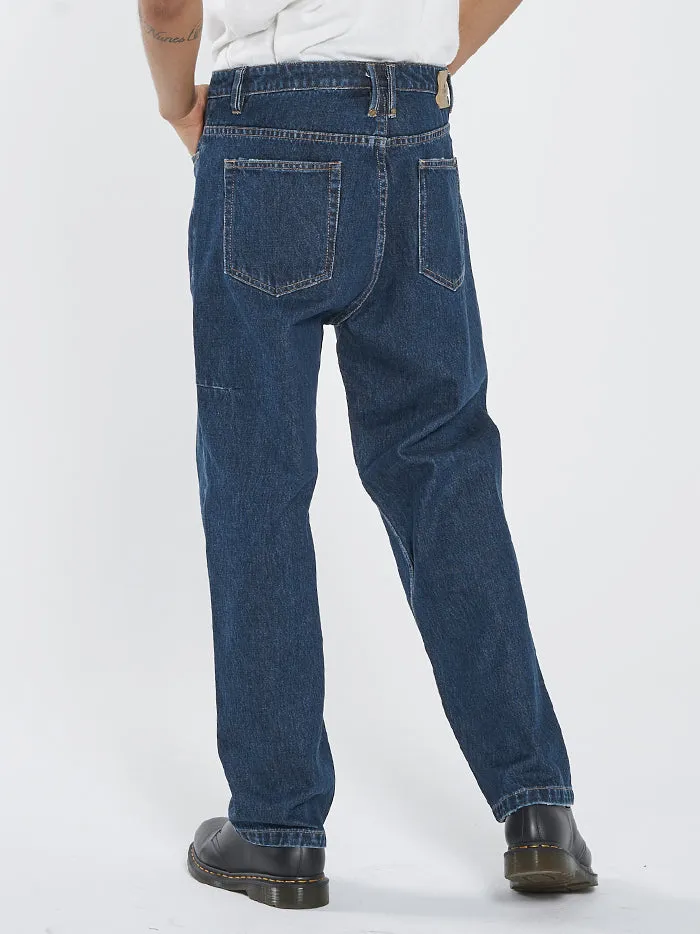 Mens Slacker Denim Jean Dark Rinse Blue Thrills Denim