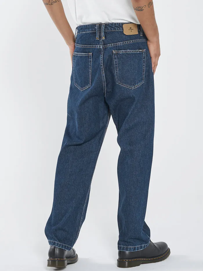 Mens Slacker Denim Jean Dark Rinse Blue Thrills Denim