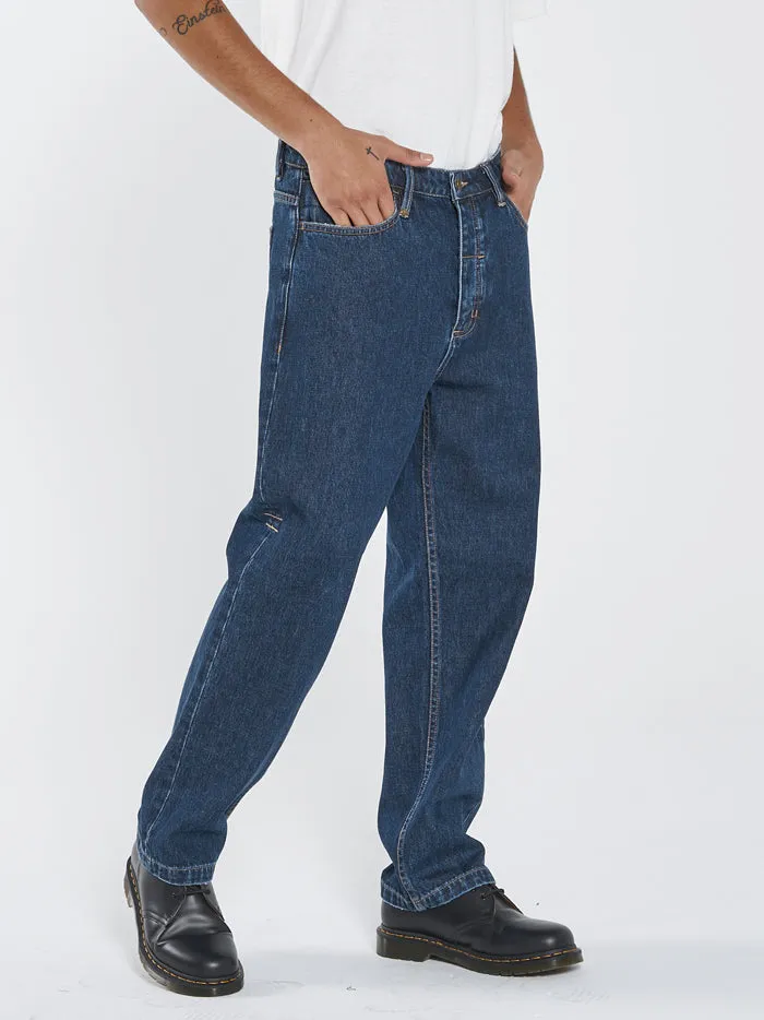 Mens Slacker Denim Jean Dark Rinse Blue Thrills Denim