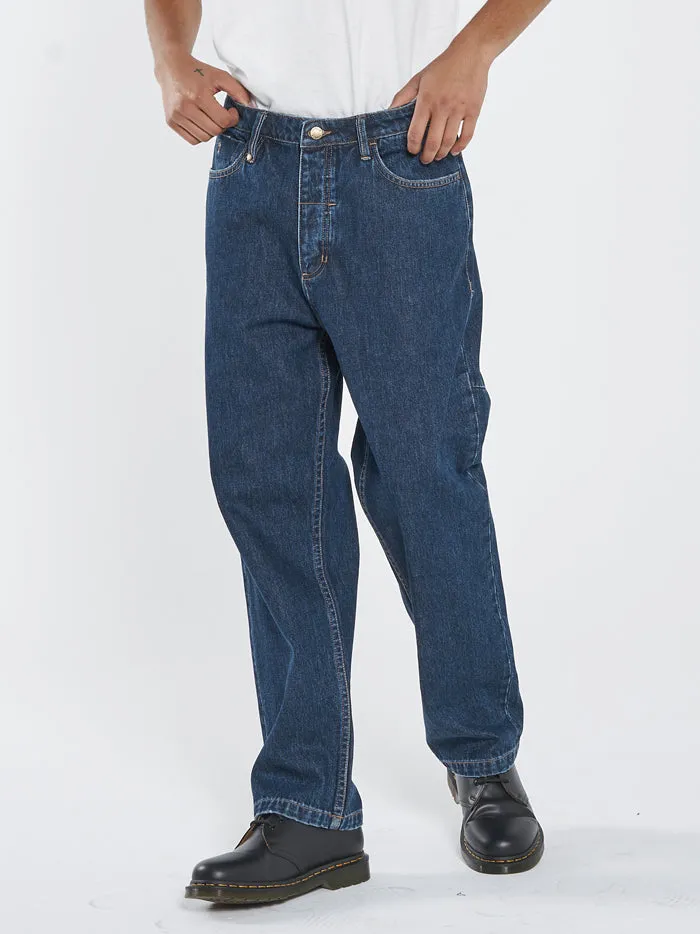 Mens Slacker Denim Jean Dark Rinse Blue Thrills Denim