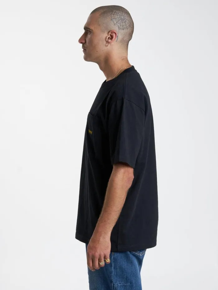 Mens Union Oversize Fit Pocket Tee Black Thrills Tees and Tank Tops
