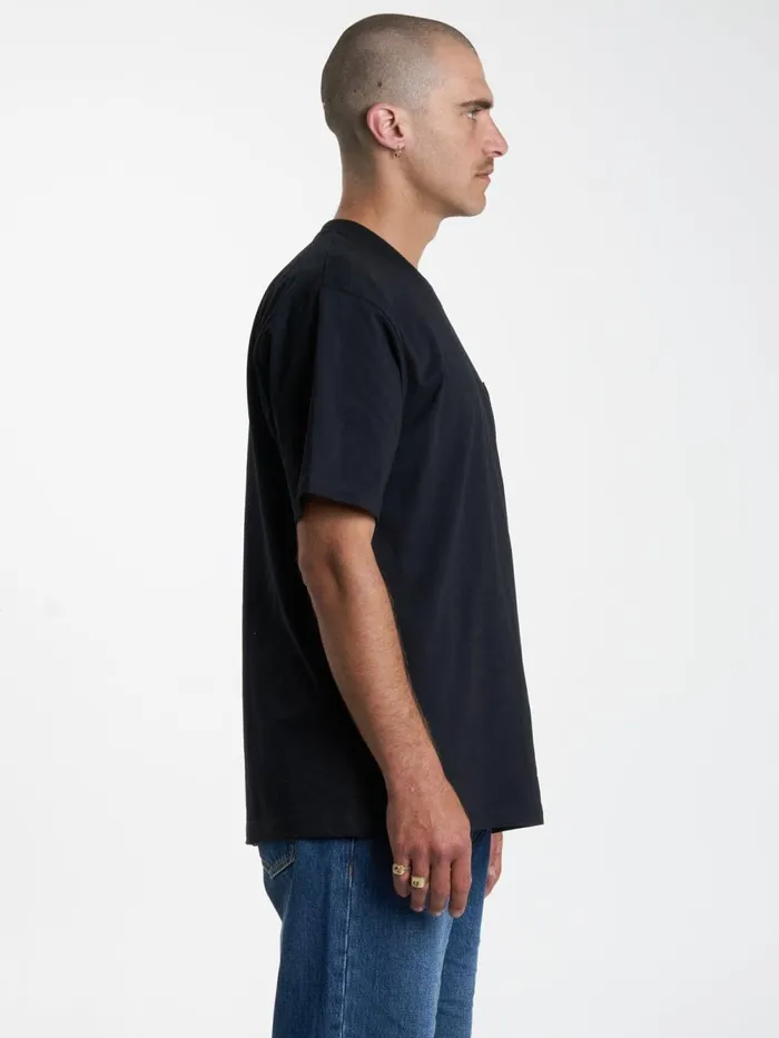 Mens Union Oversize Fit Pocket Tee Black Thrills Tees and Tank Tops