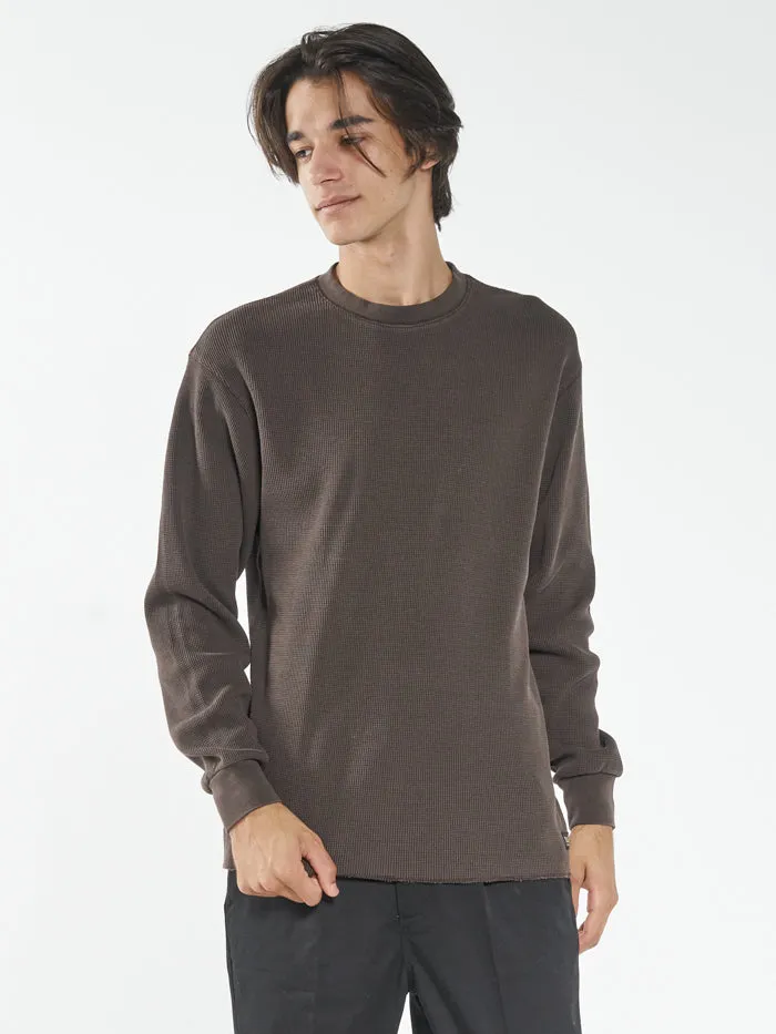 Mens Union Waffle Long Sleeve Postal Brown Thrills Tees and Tank Tops
