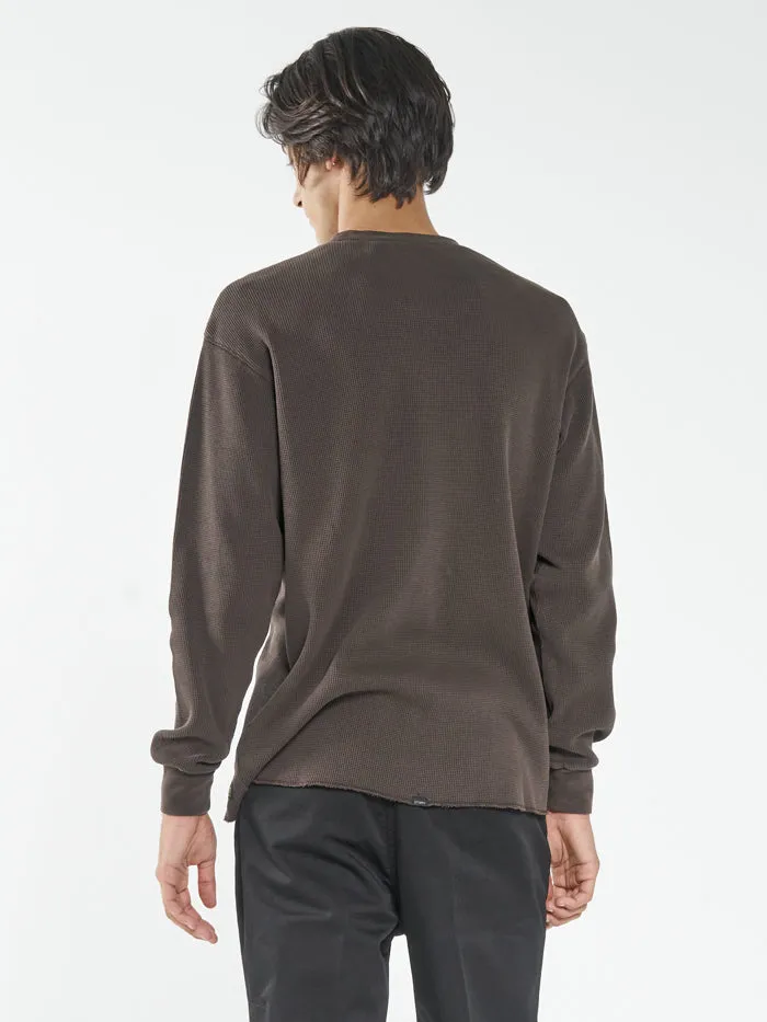 Mens Union Waffle Long Sleeve Postal Brown Thrills Tees and Tank Tops