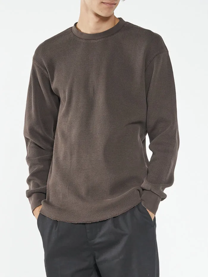 Mens Union Waffle Long Sleeve Postal Brown Thrills Tees and Tank Tops
