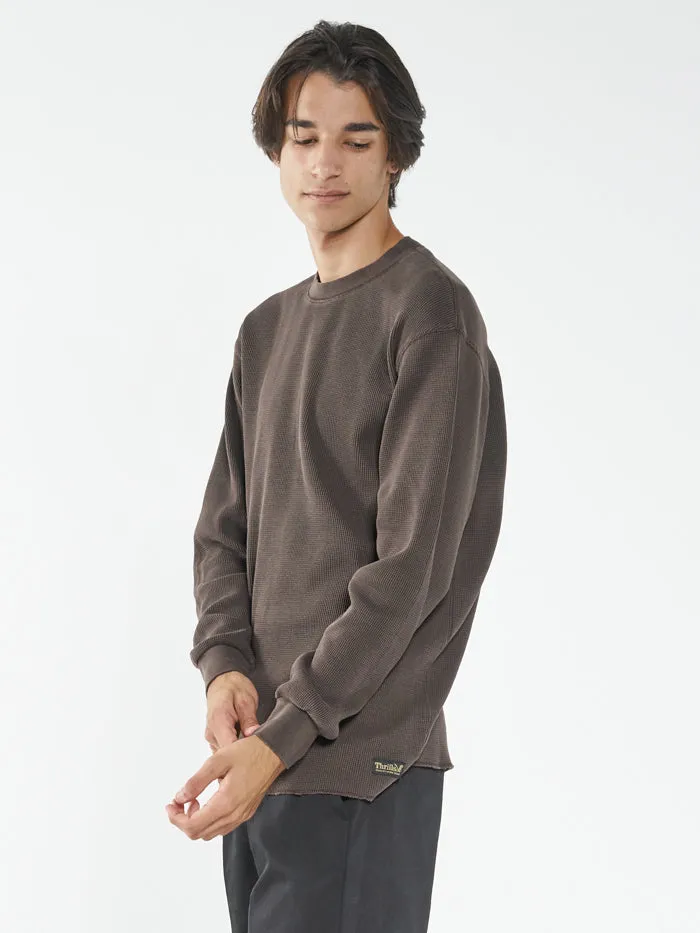 Mens Union Waffle Long Sleeve Postal Brown Thrills Tees and Tank Tops