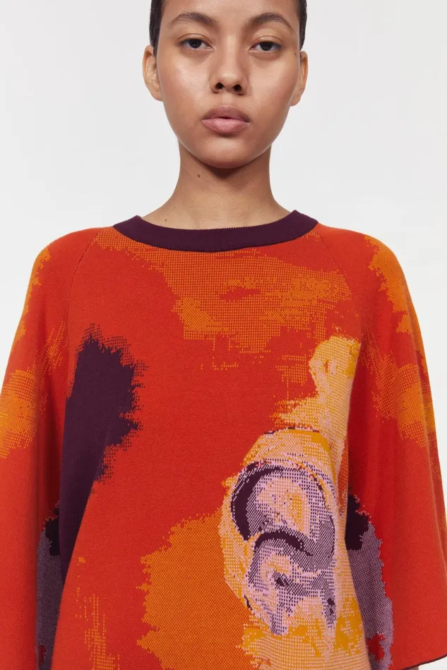 Minju Art Knitted Sweater Flame Multi Women Rodebjer Tops