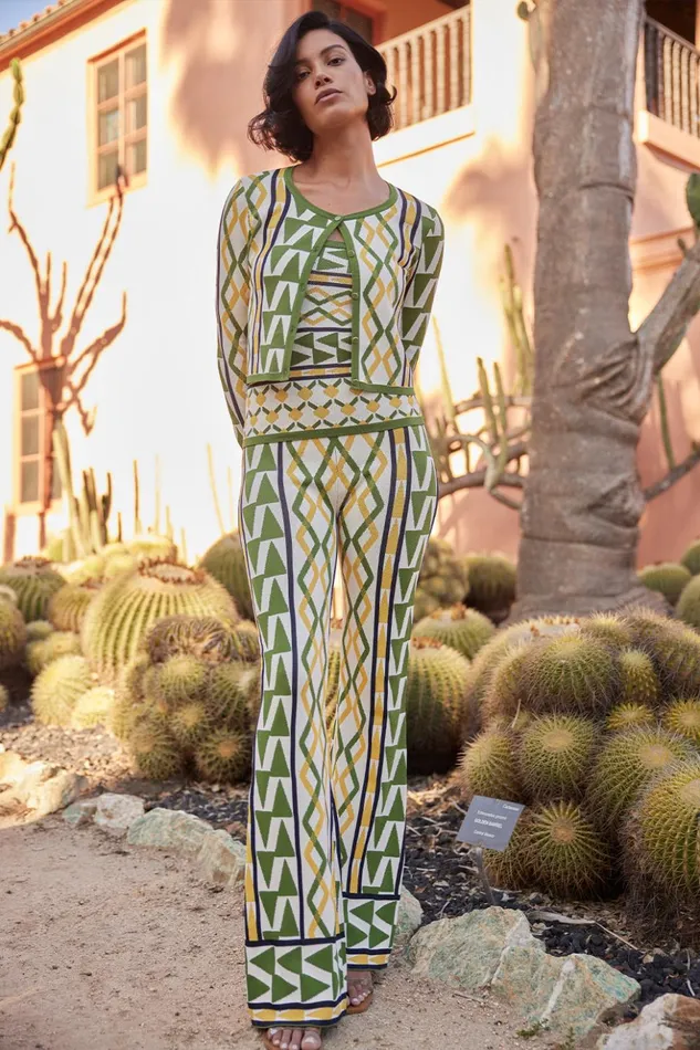 MISA Los Angeles AIDA TOP Limoncello Geo Jacquard Women Tops