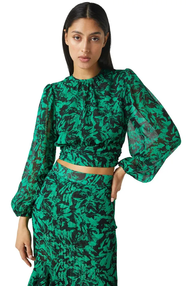 MISA Los Angeles BEATRIZ TOP Emerald Abstract Women Tops