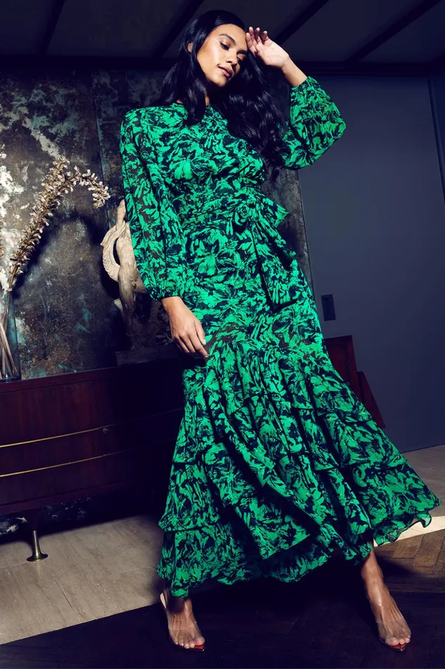 MISA Los Angeles BEATRIZ TOP Emerald Abstract Women Tops
