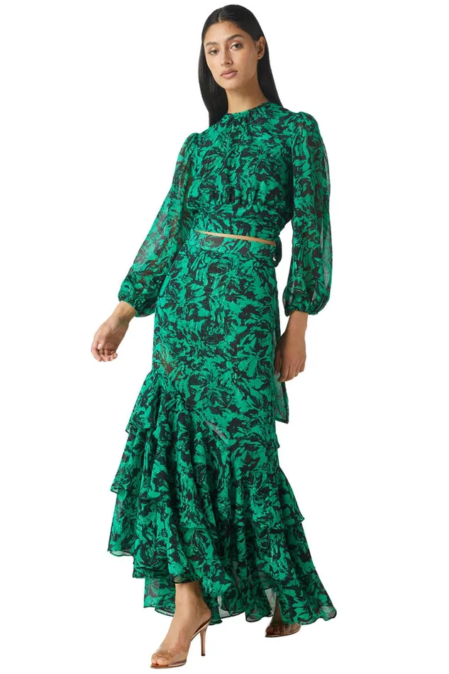 MISA Los Angeles BEATRIZ TOP Emerald Abstract Women Tops
