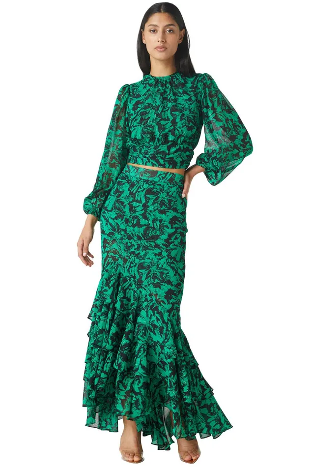 MISA Los Angeles BEATRIZ TOP Emerald Abstract Women Tops