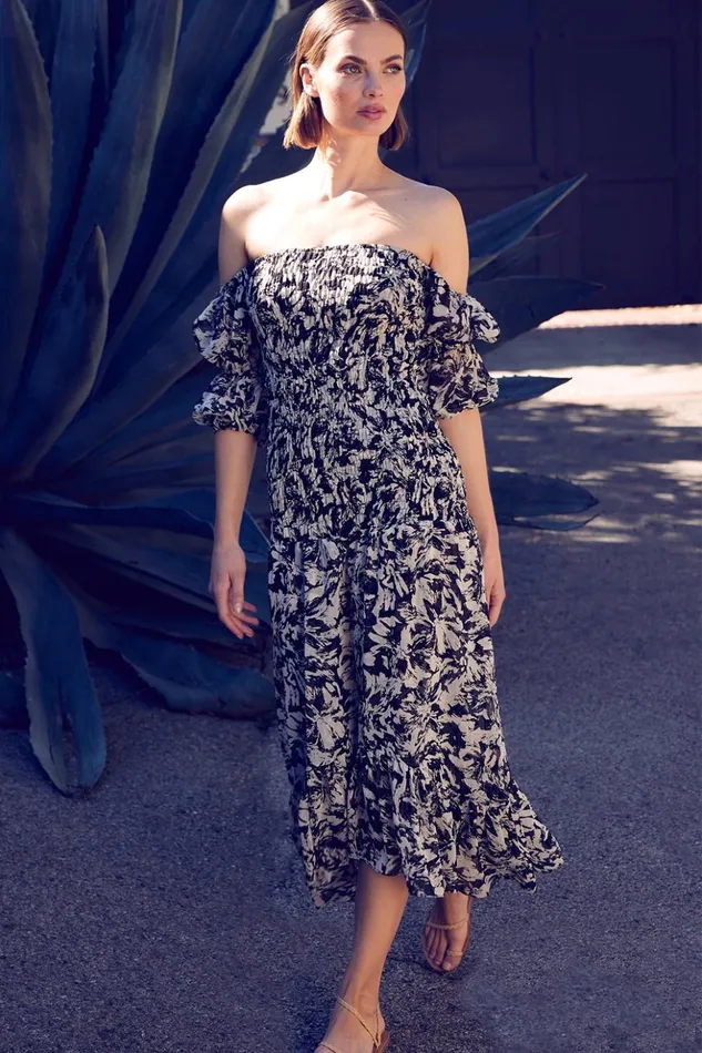 MISA Los Angeles DIYA DRESS Tonal Abstract Women Dresses