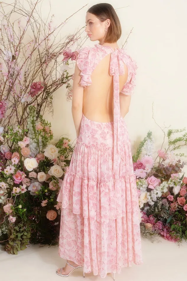 MISA Los Angeles LANA DRESS Pink Verdana Women Dresses