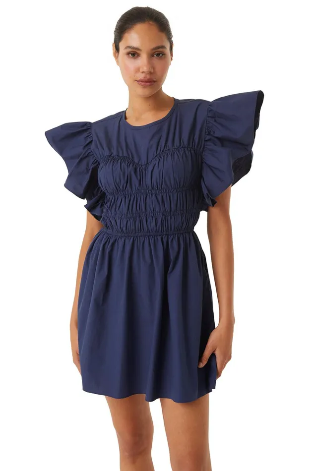 MISA Los Angeles RADHA DRESS Sand Solid Poplin Women Dresses