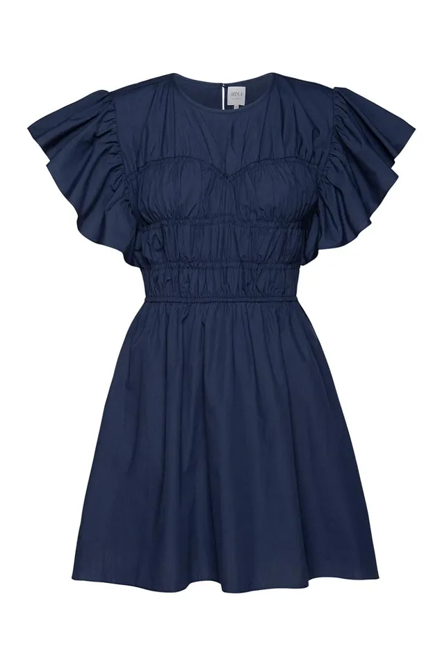 MISA Los Angeles RADHA DRESS Sand Solid Poplin Women Dresses