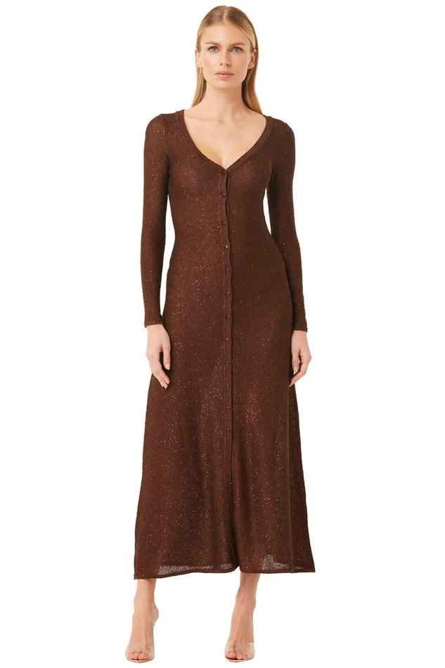 MISA Los Angeles RAFAEL CARDIGAN Chocolate Shimmer Women Dresses