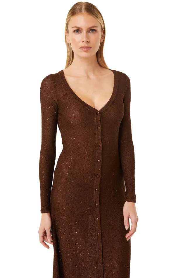 MISA Los Angeles RAFAEL CARDIGAN Chocolate Shimmer Women Dresses