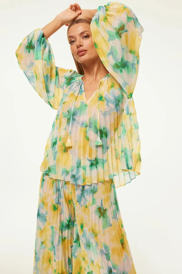 MISA Los Angeles RINA TOP Citron Watercolor Women Tops