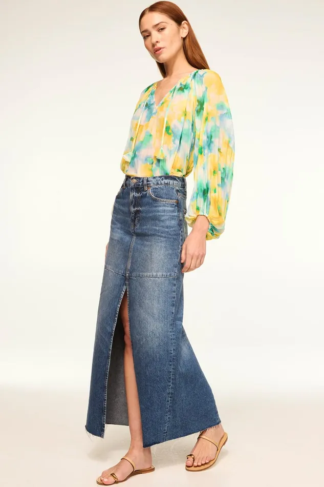 MISA Los Angeles RINA TOP Citron Watercolor Women Tops