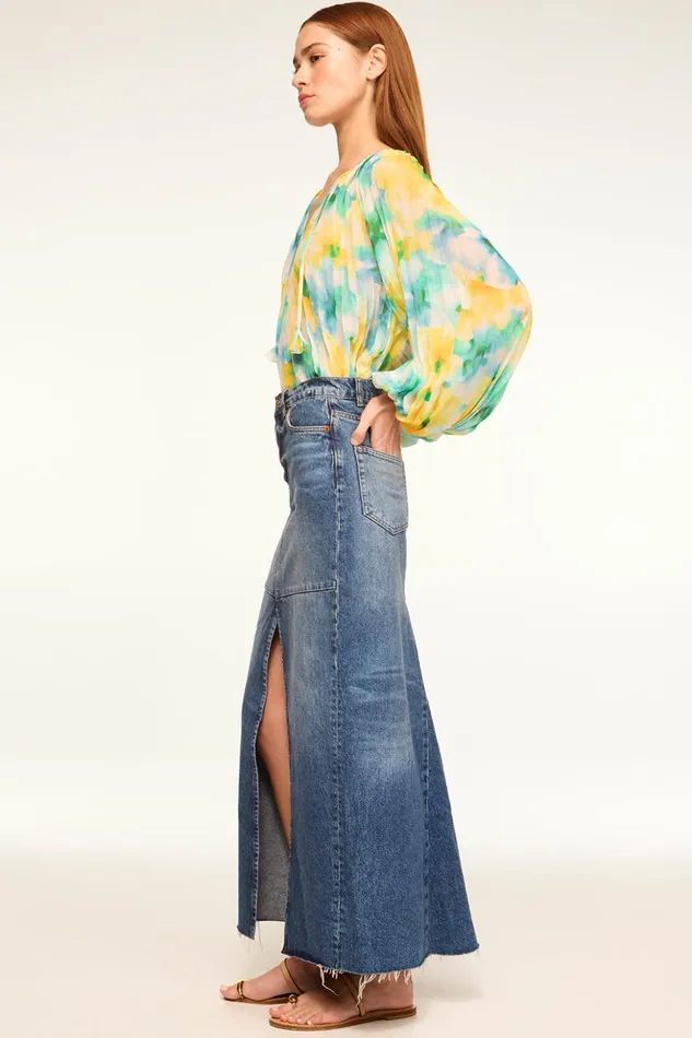 MISA Los Angeles RINA TOP Citron Watercolor Women Tops