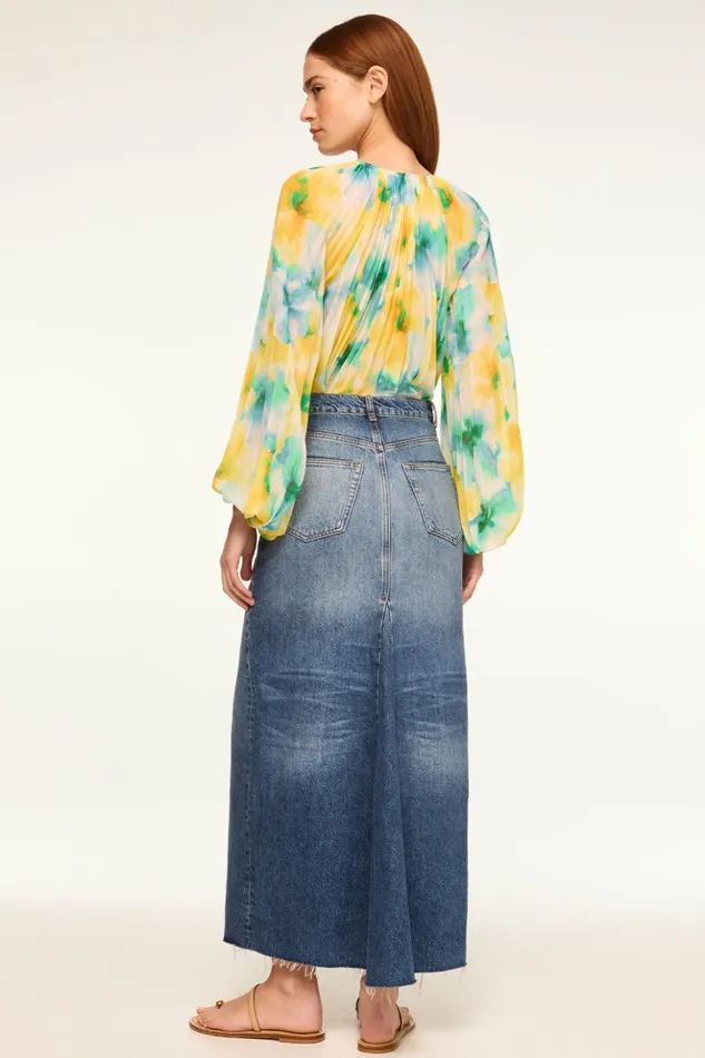 MISA Los Angeles RINA TOP Citron Watercolor Women Tops