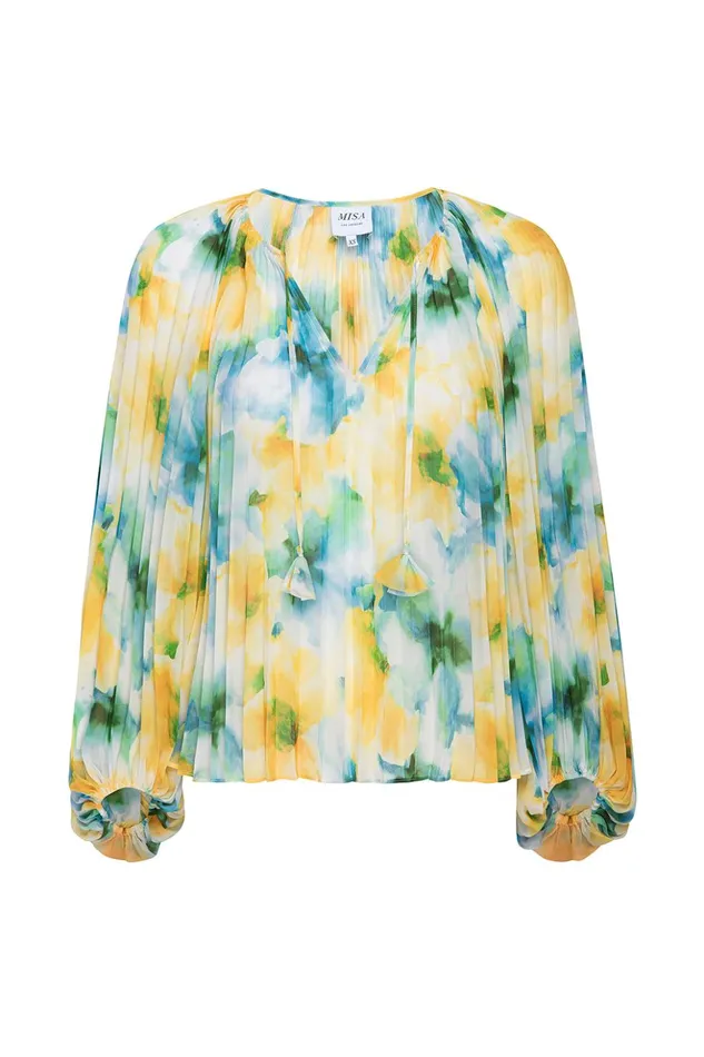 MISA Los Angeles RINA TOP Citron Watercolor Women Tops